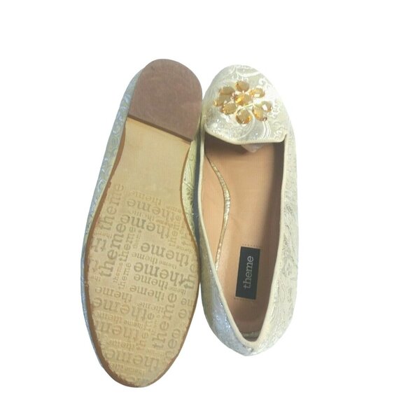 Elegant Slip-On Brocade Flats Slippers Ballet Size 8.5 Embellishment Gold Silver - Picture 9 of 10